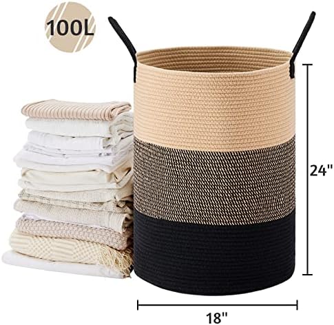 VIPOSCO 100L Extra Large Woven Laundry Basket Hamper - Image 5