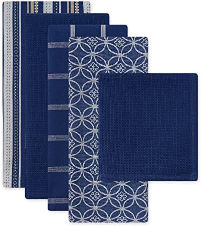 DII Assorted Woven Kitchen Set, Nautical Blue, 5 Piece - Image 2