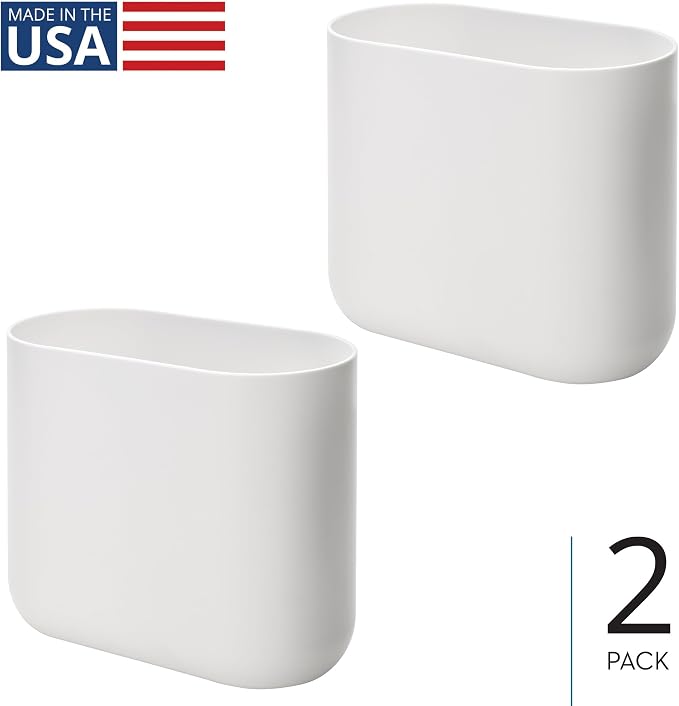 iDesign Small Slim Plastic Bathroom Trash Can - Image 2