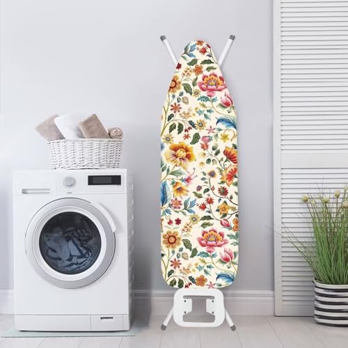 Boho Retro Flowers Print Polyester Ironing Board Cover Hook & Loop Elastic Edge - Image 4