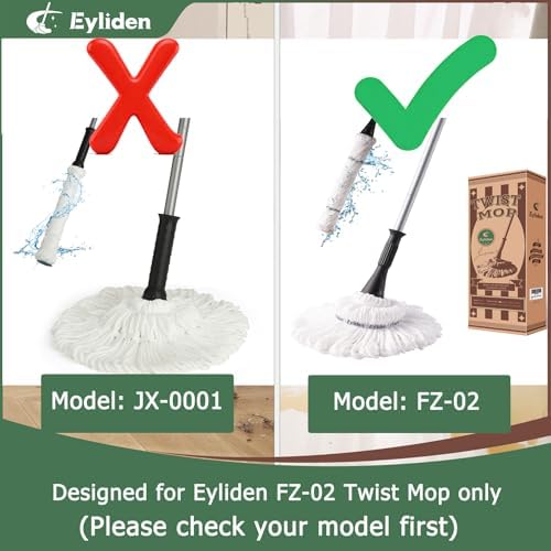 2 Pack Eyliden Twist Mop Microfiber Heads, - Image 2