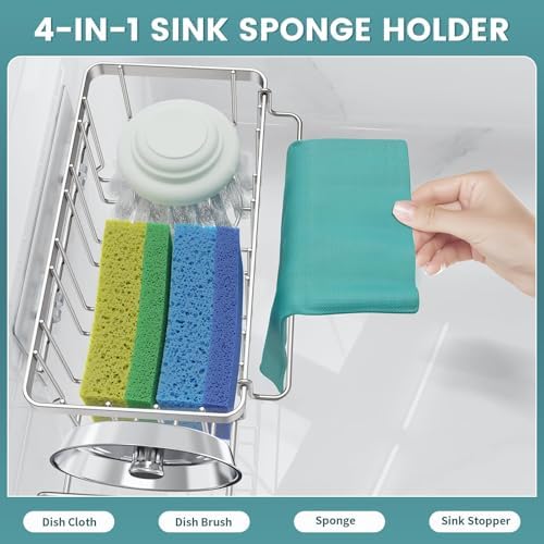 4-in-1 Sponge Holder for Kitchen Sink, Sink Caddy Organizers - Image 3