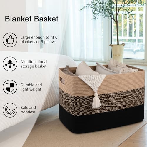 OIAHOMY 108L Extra Large Blanket Basket Dog Toy Basket Yellow and Black - Image 5