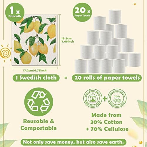 Lucomb Reusable Swedish Kitchen Dish Cloths, 8 Pack Replace Paper Towels Quick - Image 4