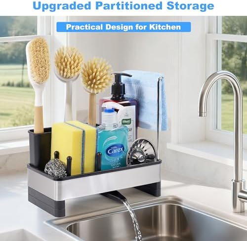 Sponge Holder for Kitchen Sink Caddy Organizer, Dish Brush Holder - Image 2