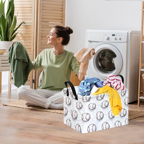 Kids Storage Basket Empty, Baseball Waterproof Storage Bins Organizer, Foldable - Image 3