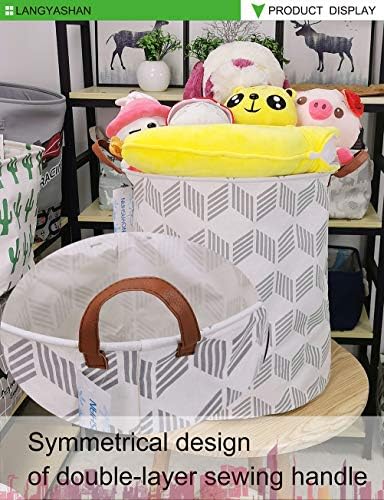 Round Laundry Basket Collapsible Storage Hamper Organizer Gery Wave - Image 4
