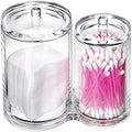 Hipiwe Clear Acrylic Cotton Swab and Ball Holder 2 Slots Q-tip Container by Hipiwe