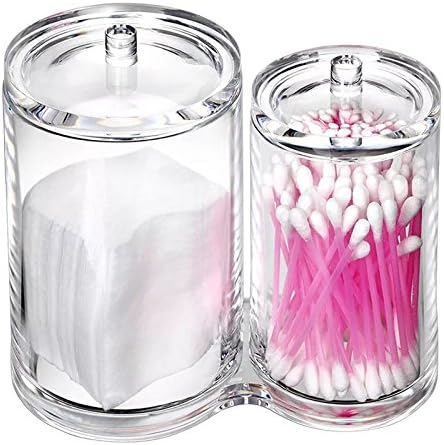 Hipiwe Clear Acrylic Cotton Swab and Ball Holder 2 Slots Q-tip Container by Hipiwe