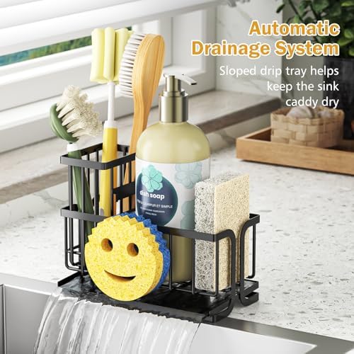 Epicano Sink Caddy Sponge Holder, Smiley Face Sponge Rack - Image 5