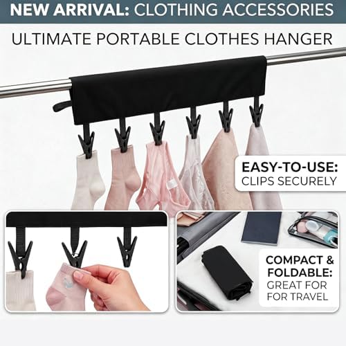 Mini Clothespins Travel Hangers 3-Pack: Foldable Portable Clothes Hangers w/ 6 - Image 6