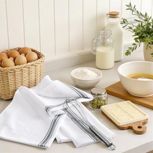 Homaxy 100% Ring Spun Cotton Kitchen Towels 6 Pack, Slate Gray Stripe - Image 6