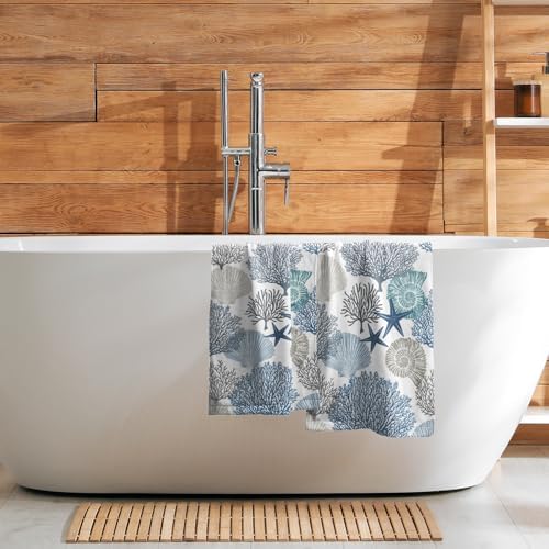 Tropical Coral Hand Towels for Bathroom 2 Packs 14"x28" Sea Ocean Starfish - Image 7