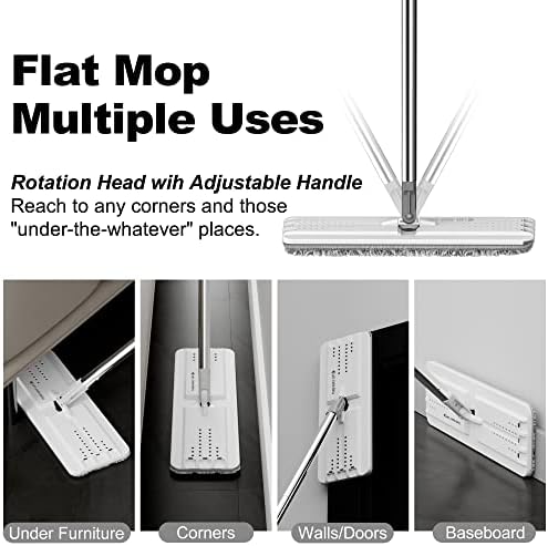 BOSHENG Mop and Bucket with Wringer Set, Flat Floor Mop and Bucket, with 3 - Image 4