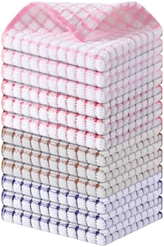 Kitinjoy Cotton 12 Pack Terry Kitchen Dish Cloths, Mix Colour by Kitinjoy