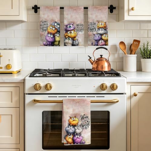 Jztco 4 Pcs Funny Cat Kitchen Towels, Cute Cat Gifts Reusable Hand Towels - Image 5