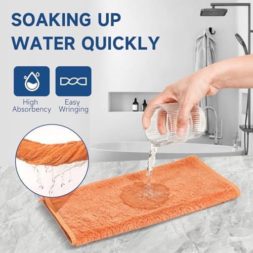 TEAWOO Coral Velvet Orange Washcloths 12 Pack, Highly Absorbent and Soft - Image 5