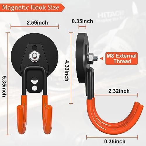 Heavy Duty Magnetic Garage Hooks, 4 Pack 2.59 Inch Large Neodymium Magnet Hooks - Image 2