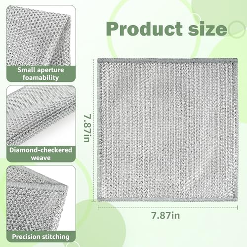 12Pcs Non Scratch Wire Dish Cloth, Steel Mesh Dishcloths, Scrub Cloths - Image 2