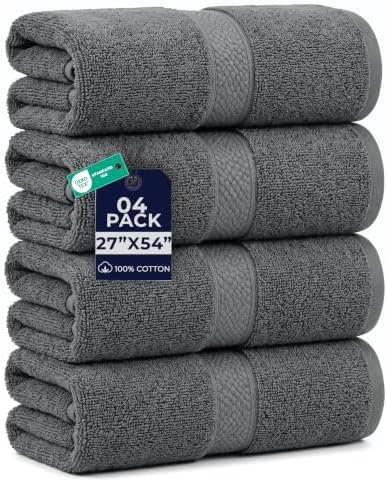 DAN RIVER 600 GSM Cotton Large Bath Towels Set of 4, 27 x 54 Inches by DanRiver