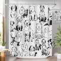 AmazerBath Shower Curtain, Washable Cloth Cute Dogs Kids White and Black Shower by AmazerBath