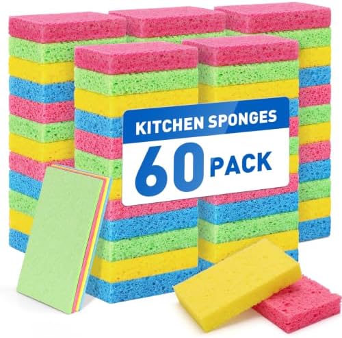 60 Pack Kitchen Sponges Cellulose Sponges Bulk by NEOACT
