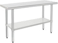 HARDURA Stainless Steel Work Table Commercial 18×48 Inches Kitchen Prep Table and Heavy Duty Commercial Workbench NSF 430 with Undershelf and Galvanized Legs