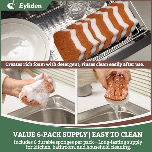 Eyliden Cat Scrub Sponges, 6 Pack, Plant-Based, Dual-Sided - Image 6