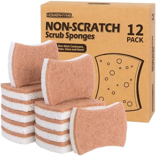Natural Dish Sponge 12 Pack, Non-Scratch Scrub Kitchen Sponge, Eco Multipurpose by HOMERHYME