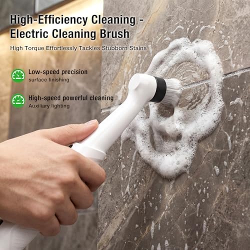 Electric Grout Cleaner, Electric Spin Scrubber, 5 Magnetic Heads - Image 5