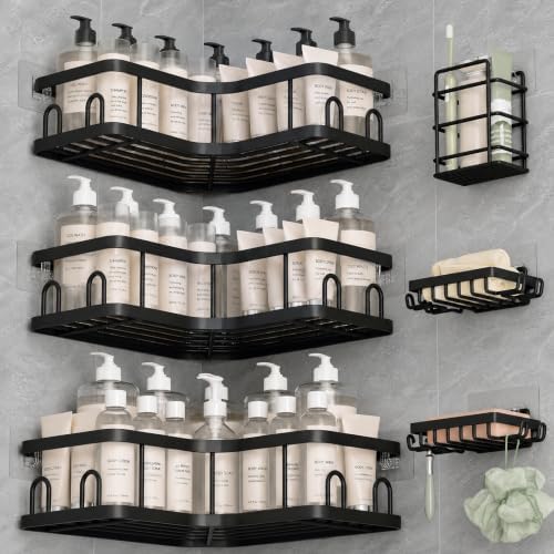 Veken Large Capacity Corner Shower Caddy 6-Pack, Advanced Rustproof Design by Veken