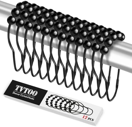 12 PCS Shower Curtain Hooks, Practical Black Shower Curtain Hooks by Unknown