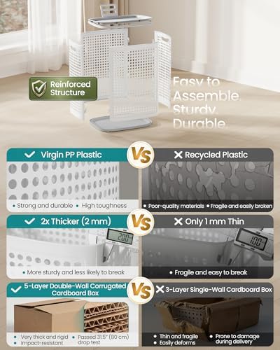 SONGMICS Laundry Hamper with Lid, 75 L Ventilated Basket, Cutout Handles - Image 6