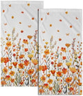 Watercolor Orange Daisy Hand Towels Fall Yellow Wildflowers Leaves Plant by Granbey