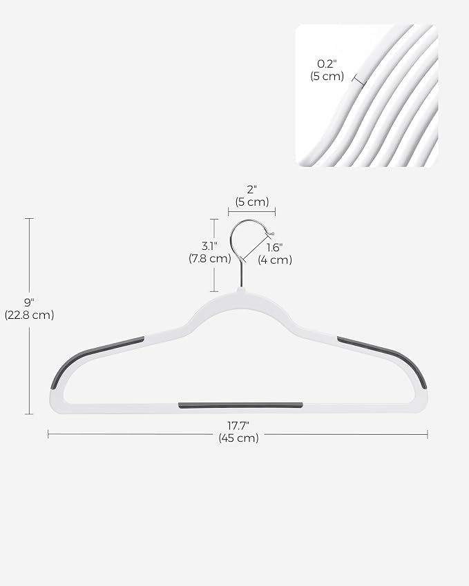 SONGMICS Plastic Clothes Hangers, Space-Saving | 0.2 Inches Thick, 17.7 Inches - Image 6