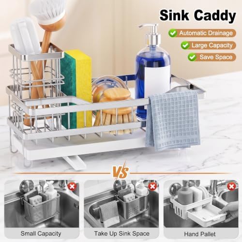 Sponge Holder for Kitchen Sink, Self-draining Sink Caddy - Image 5