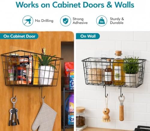 MaraFansie Hanging Kitchen Baskets, 2 Pack Wire Storage Basket Over Cabinet - Image 2