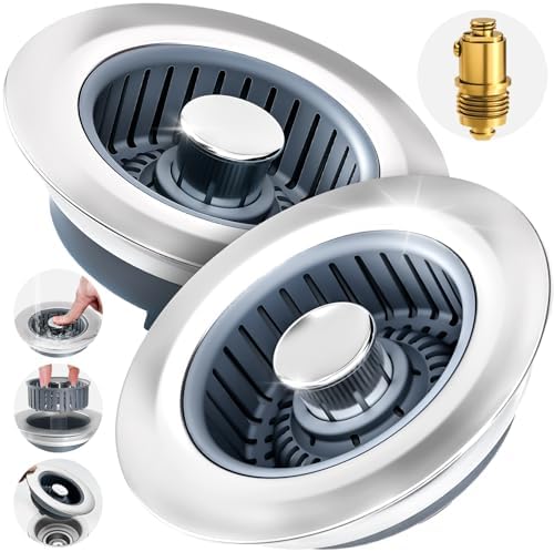 zaa 3 in 1 Kitchen Sink Stopper Strainer Basket Pop-Up Removable 2 Pack by zaa