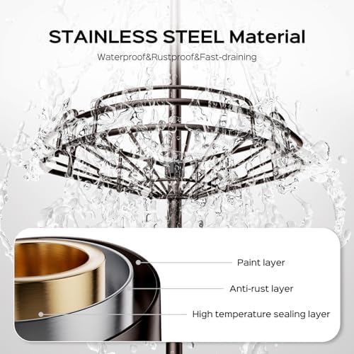 HAMITOR Corner Shower Caddy Tension Pole: No-Drill Rustproof Bathroom Shelf - Image 3