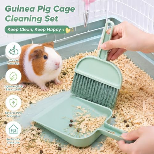 Cage Cleaner for Guinea Pigs Mint Green Mini Dustpan and Brush Set for - Image 3