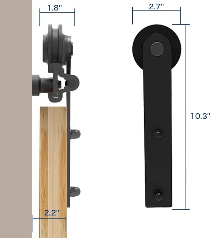 CCJH 9.6FT Sliding Barn Door Hardware Kit, Heavy Duty, Smoothly and Silently, Easy to Install, Fit 28.8" Width Double Door Panel, I Shaped Hangers Black