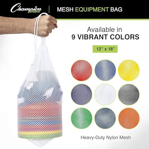 Champion Sports Mesh Equipment Bag – Heavy-Duty Nylon Drawstring Bag - Image 2