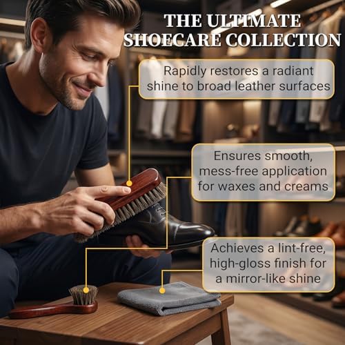 3PCS 100% Horse Hair Shoe Brush Set - Image 5