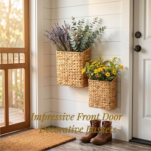 2-Pack Wicker Hanging Baskets for Storage and Decor - Image 3