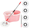 Pink Spin Mop and Bucket with Wringer Set 360 Rotating Mop 3 Mop Refills by Unknown