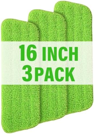 16.5" Microfiber Mop Pads Refills, 3 Pack Reusable Replacement Heads by PANDAGRIP