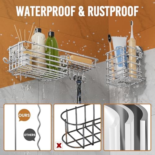 LEVERLOC Shower Caddy Suction Cup, 3 Pack Bathroom Organizer - Image 6