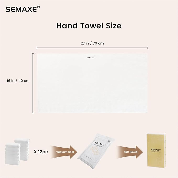 12-Pack White Cotton Hand Towels - Image 2