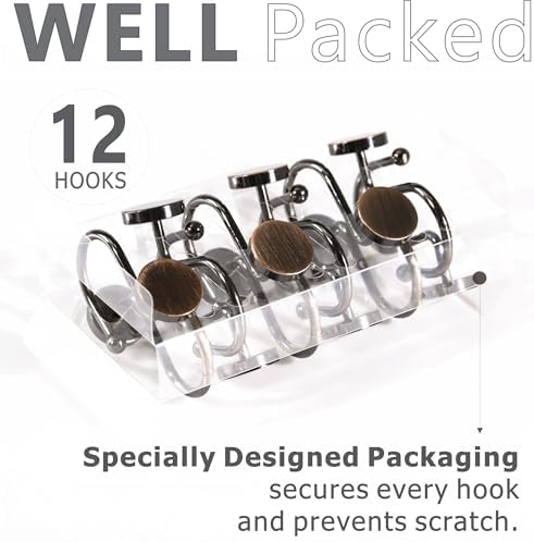 Vintage Bronze Shower Curtain Hooks: Rust Proof Metal Curtain Rings - Image 4