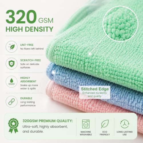 Microfiber Cleaning Cloths, Ultra-Soft and Highly Absorbent, Streak-Free - Image 3